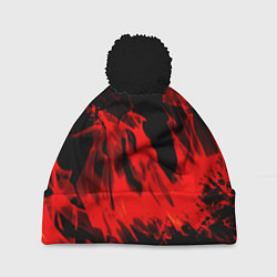 Шапка с помпоном Красное пламя, цвет: 3D-черный