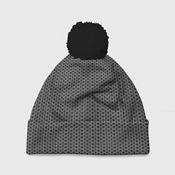 Шапка с помпоном Кованная металлическая кольчуга, цвет: 3D-черный