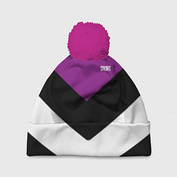 Шапка с помпоном Ретро спортивный костюм с полосами, цвет: 3D-малиновый