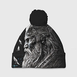Шапка с помпоном Лидер викингов, цвет: 3D-черный