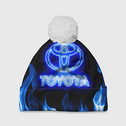 Шапка с помпоном Toyota neon fire, цвет: 3D-белый