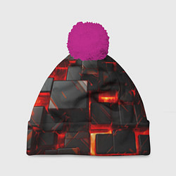 Шапка c помпоном Неоновые квадратики