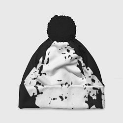 Шапка с помпоном Чёрно белые краски, цвет: 3D-черный