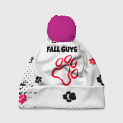 Шапка с помпоном Fall Guys kids game pattern, цвет: 3D-малиновый