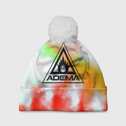 Шапка с помпоном Adema рок бенд текстура, цвет: 3D-белый