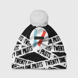 Шапка с помпоном Twenty one pilots stripes steel, цвет: 3D-белый