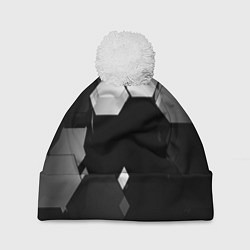 Шапка с помпоном Нано соты шестиугольник, цвет: 3D-белый