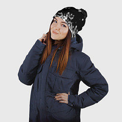 Шапка с помпоном Tekken 8 брызги белых красок, цвет: 3D-черный — фото 2