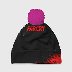 Шапка с помпоном Farcry текстура краски, цвет: 3D-малиновый