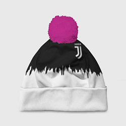 Шапка с помпоном Juventus белый огонь текстура, цвет: 3D-малиновый