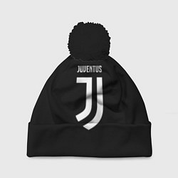 Шапка с помпоном Juventus sport fc белое лого, цвет: 3D-черный