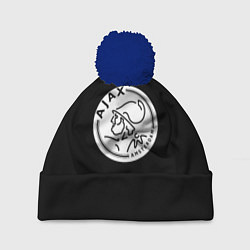 Шапка с помпоном Ajax fc белое лого, цвет: 3D-тёмно-синий