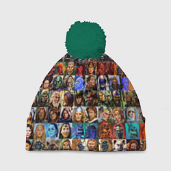 Шапка с помпоном Портреты всех героев, цвет: 3D-зеленый