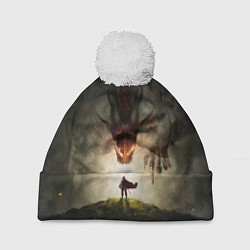 Шапка с помпоном Дракон и главный герой dragons dogma, цвет: 3D-белый