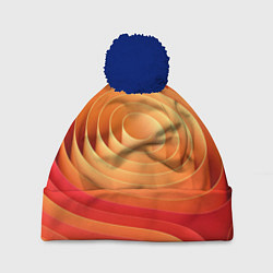 Шапка с помпоном Оранжевые объемные круги, цвет: 3D-тёмно-синий