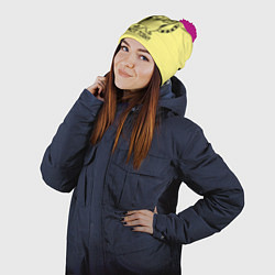 Шапка с помпоном Хитрый кот, цвет: 3D-малиновый — фото 2