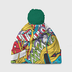 Шапка c помпоном Летние мотивы