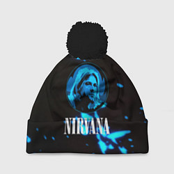 Шапка c помпоном Nirvana рок бенд краски