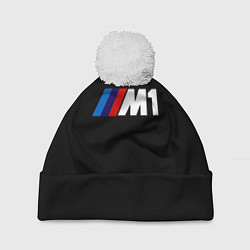 Шапка с помпоном BMW m1 logo, цвет: 3D-белый