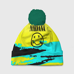 Шапка c помпоном Nirvana краски кислотные