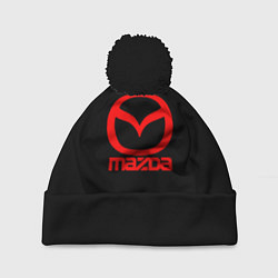 Шапка с помпоном Mazda red logo, цвет: 3D-черный