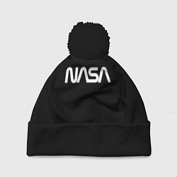 Шапка c помпоном Nasa white logo