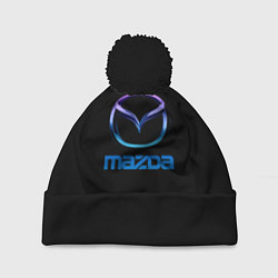 Шапка с помпоном Mazda neon logo, цвет: 3D-черный