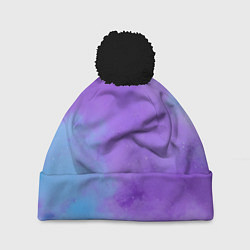 Шапка с помпоном Фиолетовый космический туман, цвет: 3D-черный