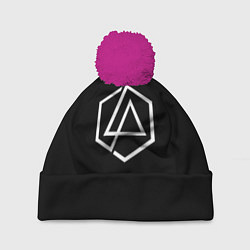 Шапка с помпоном Linkin park logo white, цвет: 3D-малиновый