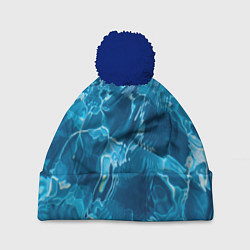 Шапка с помпоном Текстура океана, цвет: 3D-тёмно-синий