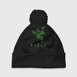 Шапка с помпоном Razer logo brend, цвет: 3D-черный