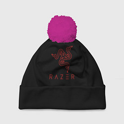 Шапка c помпоном Razer red logo