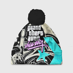 Шапка с помпоном GTA vice city grafiti, цвет: 3D-черный
