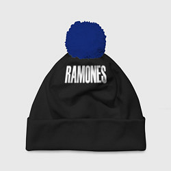 Шапка с помпоном Ramones white logo, цвет: 3D-тёмно-синий