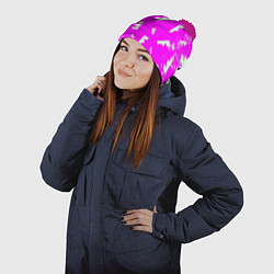 Шапка с помпоном Fortnite pattern pink, цвет: 3D-малиновый — фото 2