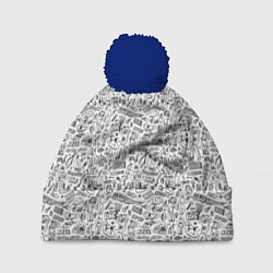 Шапка c помпоном Дудл граффити рэперское - паттерн