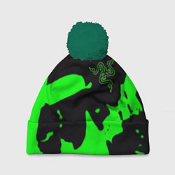 Шапка c помпоном Razer кислотный стиль краски