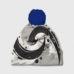 Шапка c помпоном Инь-янь абстракция - нейроарт