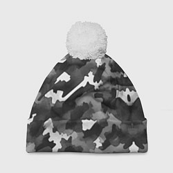 Шапка с помпоном Серый камуфляж внутренних войск, цвет: 3D-белый