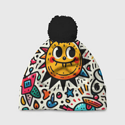 Шапка с помпоном Doodle parade, цвет: 3D-черный