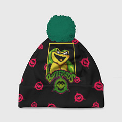 Шапка с помпоном Боевые жабы паттерн, цвет: 3D-зеленый