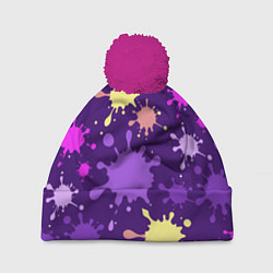 Шапка c помпоном Крупные кляксы