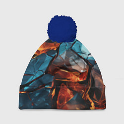 Шапка c помпоном Разломленные камни с янтарным свечением