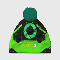 Шапка с помпоном Portal game pattern, цвет: 3D-зеленый