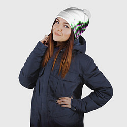 Шапка с помпоном Vrising глитч краски, цвет: 3D-белый — фото 2