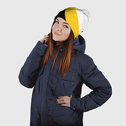 Шапка с помпоном Сокрушу пред ним врагов его малый черный крест Ник, цвет: 3D-белый — фото 2