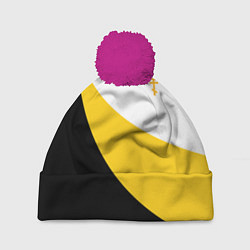 Шапка с помпоном Сокрушу пред ним врагов его малый желтый крест Ник, цвет: 3D-малиновый