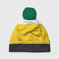 Шапка с помпоном Мы русские с нами Бог НИКА желтая патриоты, цвет: 3D-зеленый