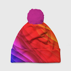 Шапка c помпоном Абстрактные волны текстура