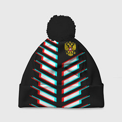 Шапка c помпоном Герб РФ глитч геометрия